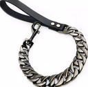 [69324510B] Black stainless steel dog chain leash 3.2cm45cm+handle 10cm