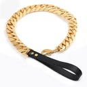 [69324510G] Gold Color Stainless Steel Dog Leash 3.2Cm 45Cm+Handle 10Cm