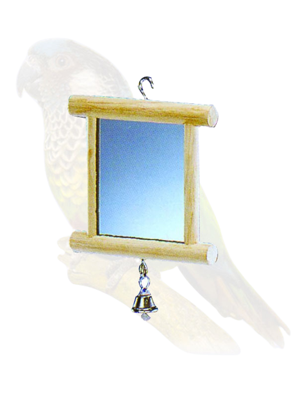 Mirror with bell wooden frame