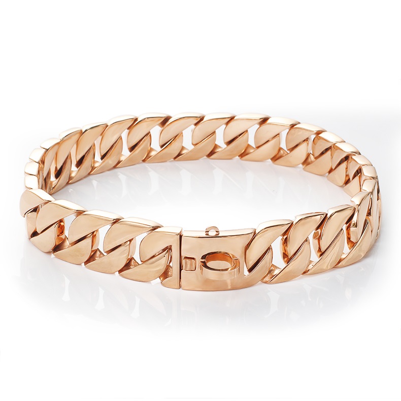 Rosegold Color strong metal dog chain collar w:3.2cm, l:55cm