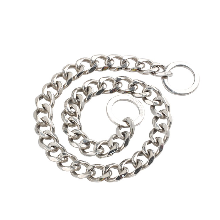 Training Silver Steel Chain Collar w:3.2cm, l:55cm