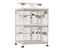 [69001102] Two floor white with stand Parrot Cage 60x56x189