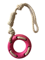 [6970899505211] Interactive Cotton Rope With Chew Ring 37cm Pink