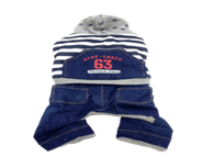 [1505] Dog Clothes Blue Striped Jeans L