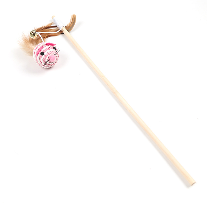 Cat Wand Natural Ball With Feather