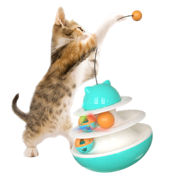 [6920210508110GN] cat toy ball turntable circle with catnip, Green