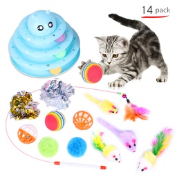 [20210508210] Three layer cat toy with Wand 14 pcs